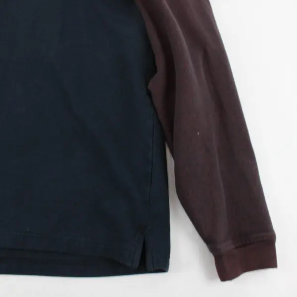 Vtg 90s Van Heusen Men's M Brown/Black/Gray Striped Long Sleeve Polo