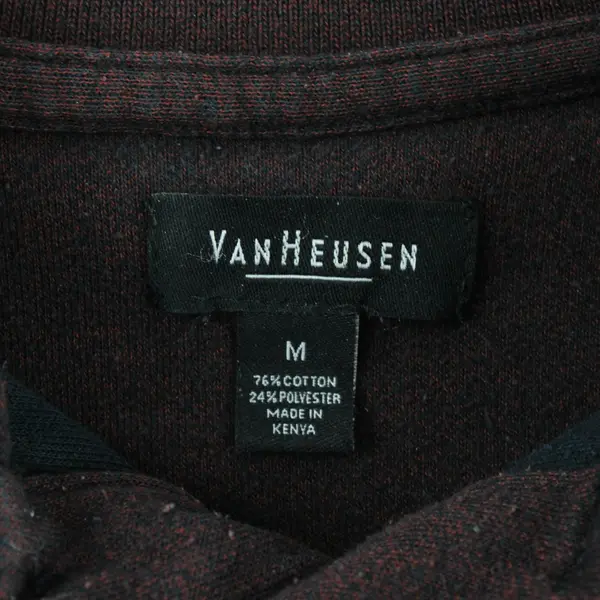 Vtg 90s Van Heusen Men's M Brown/Black/Gray Striped Long Sleeve Polo