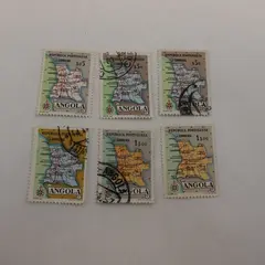 Lot Of 6 Angola 1955 Map Stamps Used Hinged