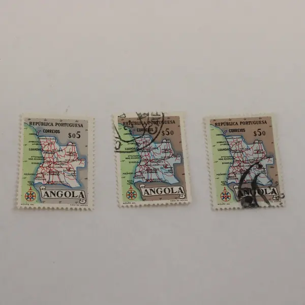 Lot Of 6 Angola 1955 Map Stamps Used Hinged
