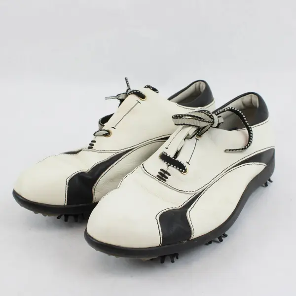 FootJoy LoPro Collection Women's 8M White/Black Leather Spiked Golf Shoes 