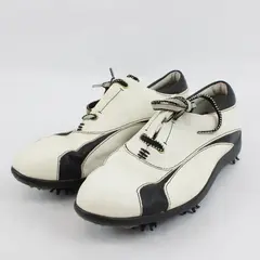FootJoy LoPro Collection Women's 8M White/Black Leather Spiked Golf Shoes 