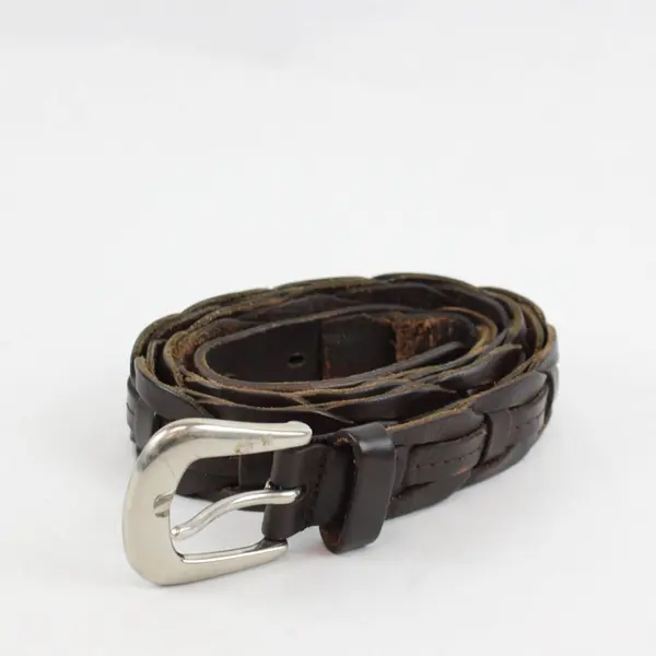 Men's Genuine Leather Braided Weave Belt 34/85 Brown Unbranded