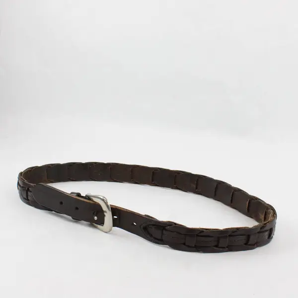 Men's Genuine Leather Braided Weave Belt 34/85 Brown Unbranded