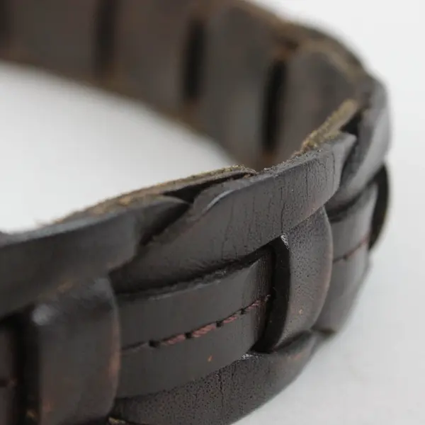 Men's Genuine Leather Braided Weave Belt 34/85 Brown Unbranded