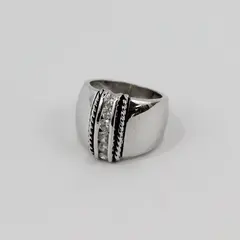 EDCO Silver-Tone Ring 6 Cubic Zirconia Size 4.75