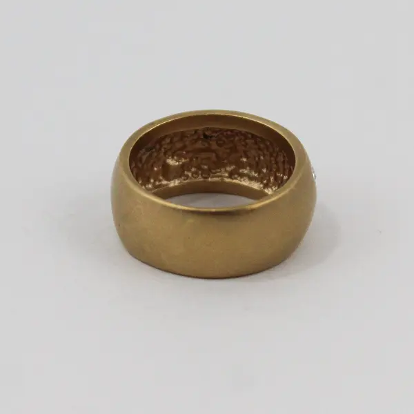 Artisan Made Satin  Gold Tone Women's Band Ring With 7 Zirconia Size 5.5
