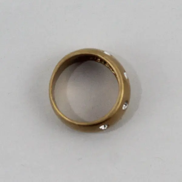 Artisan Made Satin  Gold Tone Women's Band Ring With 7 Zirconia Size 5.5