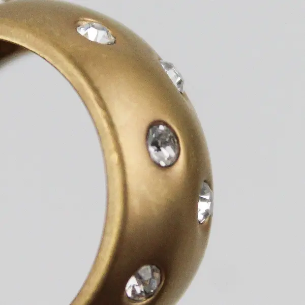 Artisan Made Satin  Gold Tone Women's Band Ring With 7 Zirconia Size 5.5