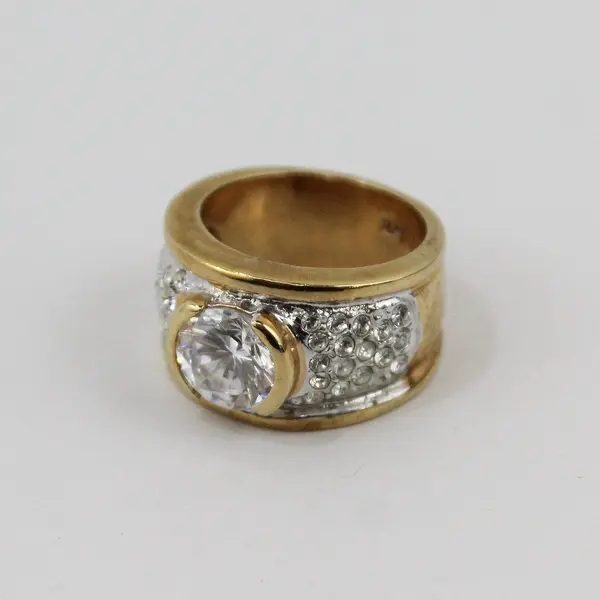 J.A. Gold Tone Women's Zirconia Cocktail Ring Size 5