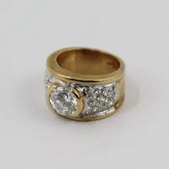 J.A. Gold Tone Women's Zirconia Cocktail Ring Size 5