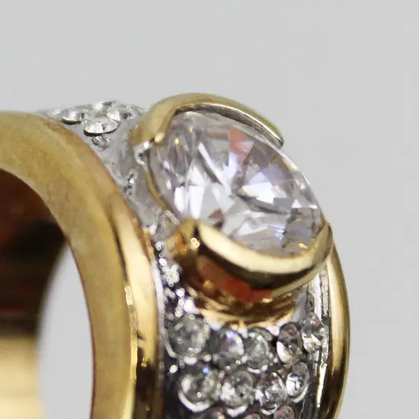 J.A. Gold Tone Women's Zirconia Cocktail Ring Size 5