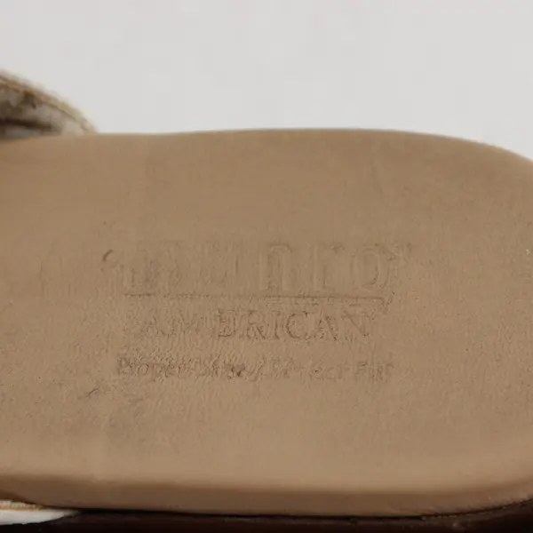 Munro American Womens 9.5 White Leather Slide Sandals Beige Footbed