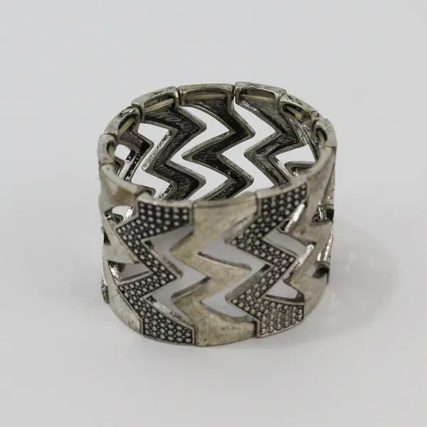 Silver Tone Zigzag Women's Stretch Bracelet