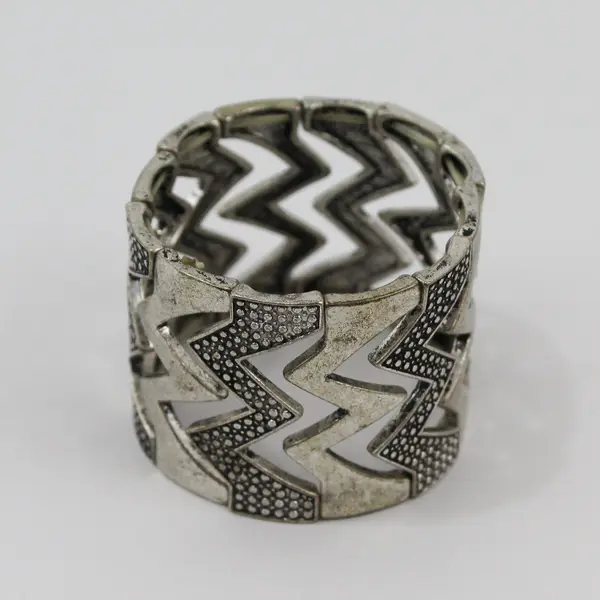 Silver Tone Zigzag Women's Stretch Bracelet