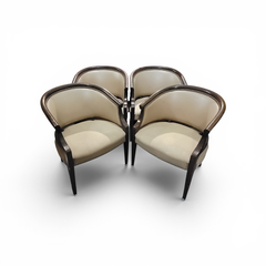 Set of 4 Upholstered Barrel Back Accent Dining Arm Chairs - Local Pickup Only