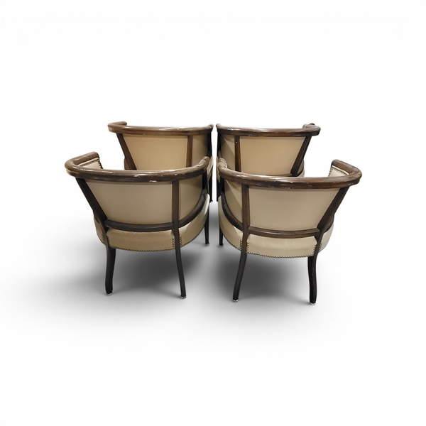 Set of 4 Upholstered Barrel Back Accent Dining Arm Chairs - Local Pickup Only