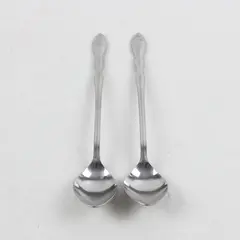 Lot of 2 Unbranded Stainless Steel Iced Tea Spoons Made in Korea 7.5" 