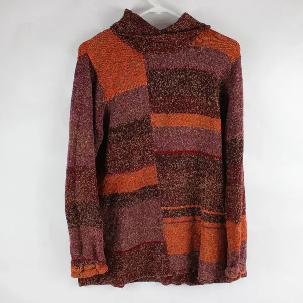 Sigrid Olsen Sport Purple Red Orange Marled Turtleneck Sweater Women's Medium