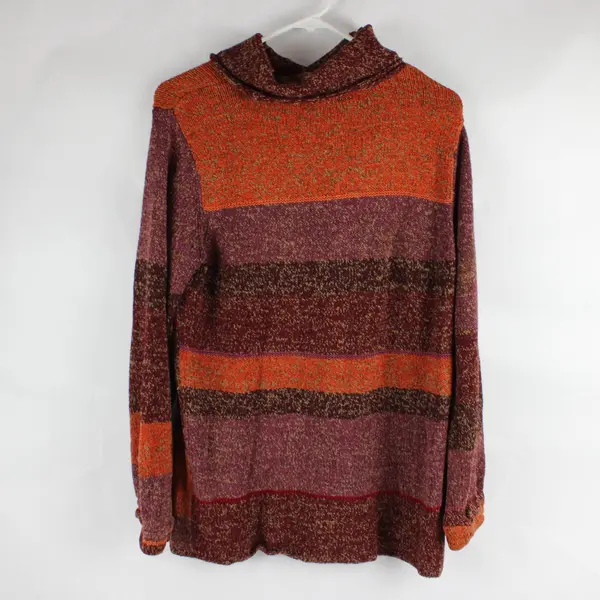 Sigrid Olsen Sport Purple Red Orange Marled Turtleneck Sweater Women's Medium
