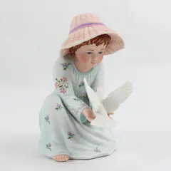 Edna Hibel Angelica with Doves A String of Pearls Porcelain Figure 6-1/4"