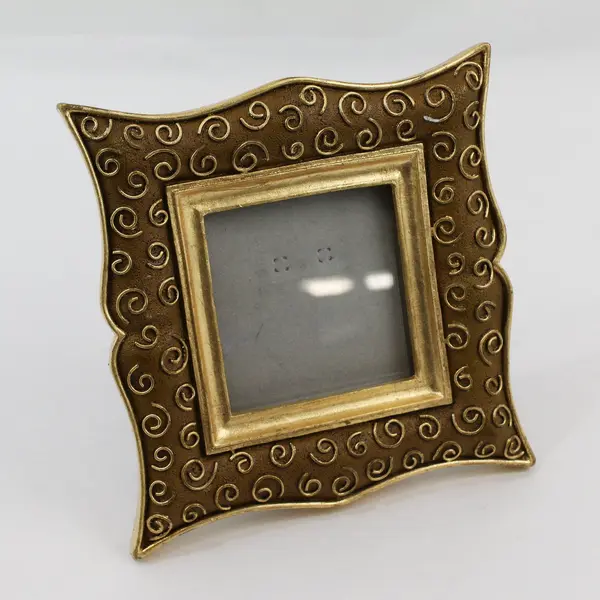 Gold Ornate Resin Square Frame for 3" x 3" Photo, desktop