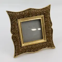 Gold Ornate Resin Square Frame for 3" x 3" Photo, desktop