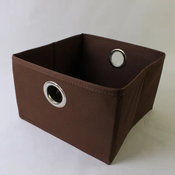Lot of 2 Collapsible Fabric Storage Bins Brown Gray Striped Diamond