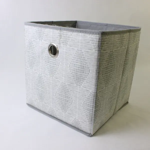 Lot of 2 Collapsible Fabric Storage Bins Brown Gray Striped Diamond