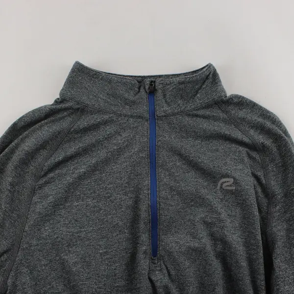 Road Runner Sports Activewear Quarter Zip Pullover Shirt Grey Mens Medium