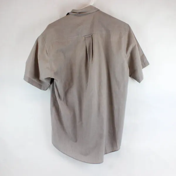 Basics Shirt Mens 15.5(M) Gray Short Sleeve Button Down