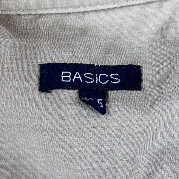 Basics Shirt Mens 15.5(M) Gray Short Sleeve Button Down