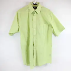 Stafford Short Sleeve Button Front Dress Shirt Point Collar Lime Green 16(M)