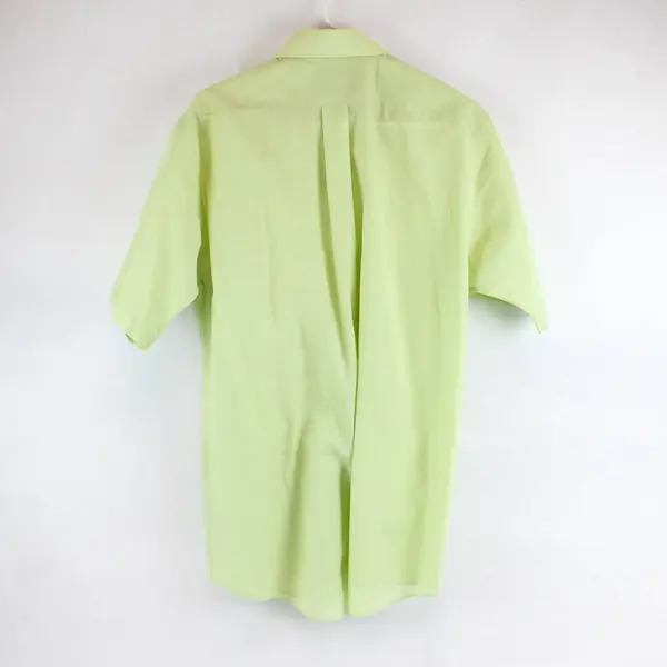 Stafford Short Sleeve Button Front Dress Shirt Point Collar Lime Green 16(M)