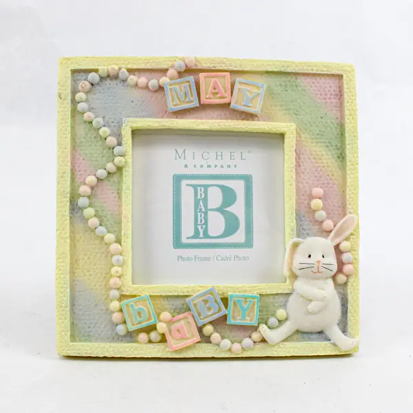 Michel & Co. May Month Baby 4" x 4" Photo Picture Frame Ceramic Boy/Girl Boxed 