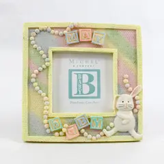 Michel & Co. May Month Baby 4" x 4" Photo Picture Frame Ceramic Boy/Girl Boxed 
