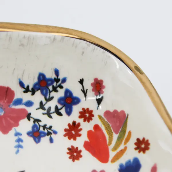 Natural Life Floral Ceramic Trinket Dish I Love That You're My Friend 3.5" NWT