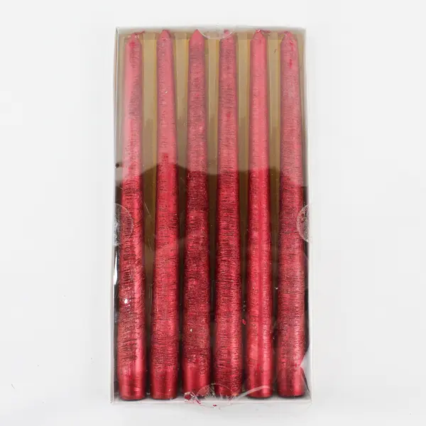 Box of 6 Red 10" Taper Slim Candles Interior Accents Unused