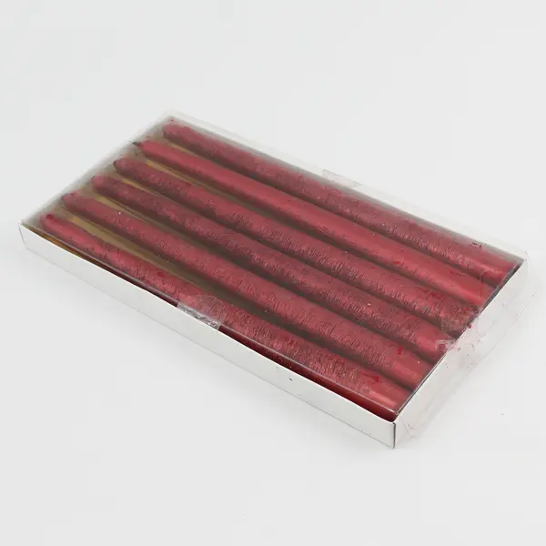 Box of 6 Red 10" Taper Slim Candles Interior Accents Unused