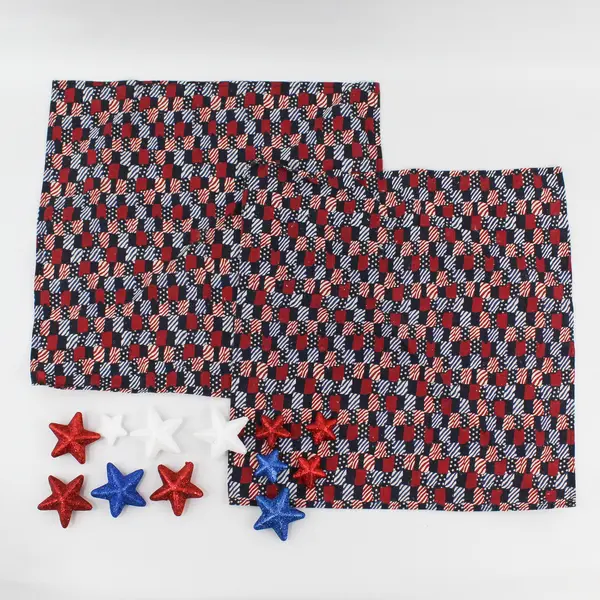 Set of 2 Cotton Patriotic Napkins 10 Foam Glitter Stars
