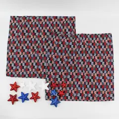 Set of 2 Cotton Patriotic Napkins 10 Foam Glitter Stars