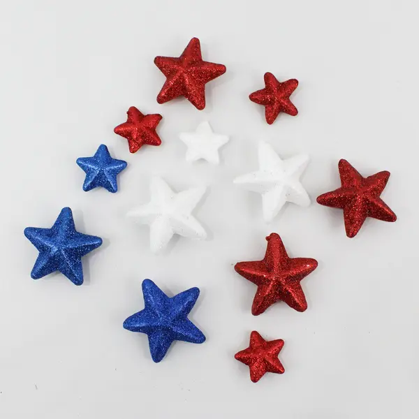 Set of 2 Cotton Patriotic Napkins 10 Foam Glitter Stars
