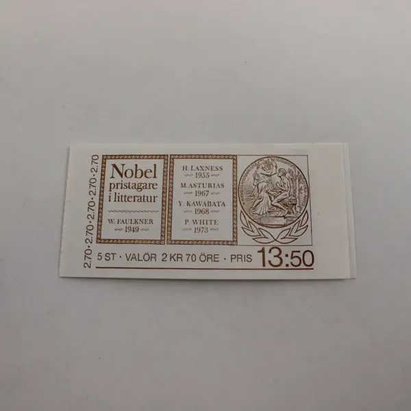 Sweden 5 Stamp Booklet Scott# 1566A Nobel Laureates in Literature 1985 Mint 