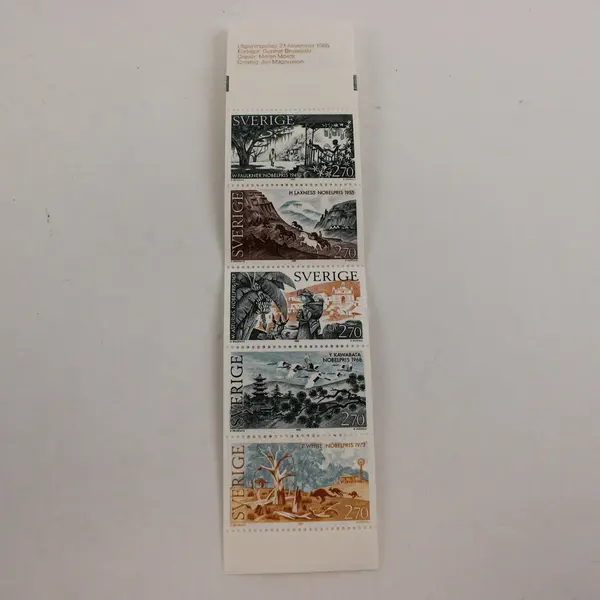 Sweden 5 Stamp Booklet Scott# 1566A Nobel Laureates in Literature 1985 Mint 