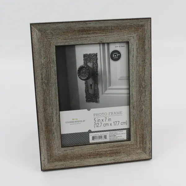Threshold Grey Photo Frame Distressed Wood Look 5"x7" Photo Desktop/Wall Mount 