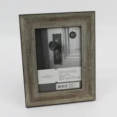 Threshold Grey Photo Frame Distressed Wood Look 5"x7" Photo Desktop/Wall Mount 