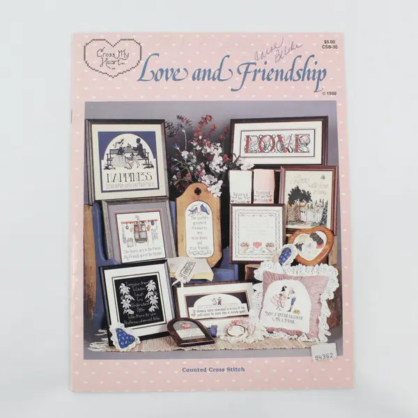 VTG Love and Friendship Counted Cross Stitch Cross My Heart Pattern Book 1988 PB