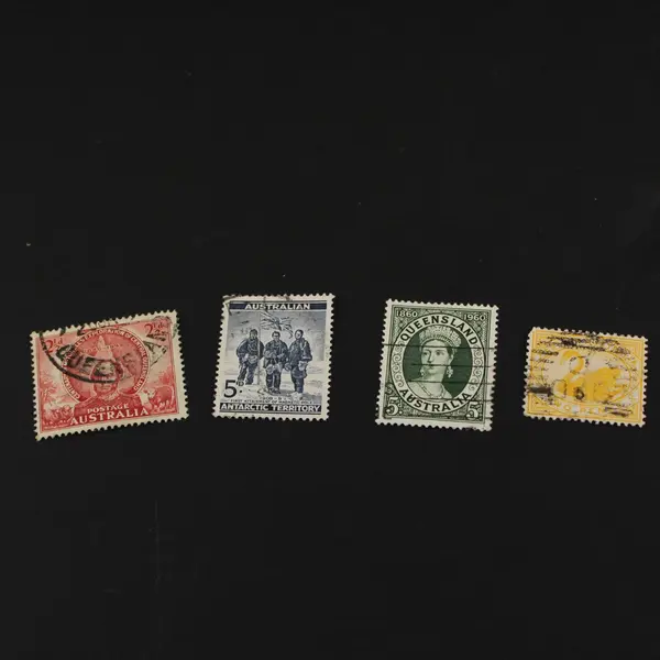 Lot Of 4 Australia Stamps Used Antarctic Territory Queensland Western 