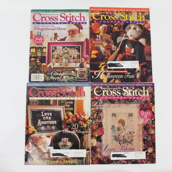 VTG Lot of 4 BH&G Cross Stitch & Country Crafts Magazines 1994 & 1995 Good