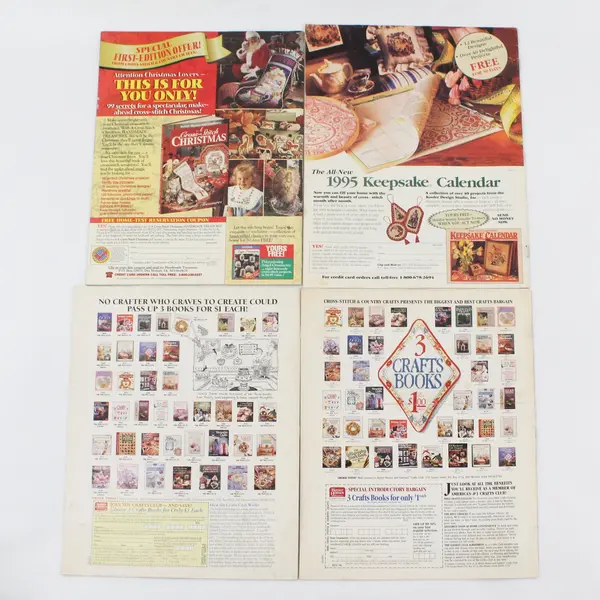 VTG Lot of 4 BH&G Cross Stitch & Country Crafts Magazines 1994 & 1995 Good